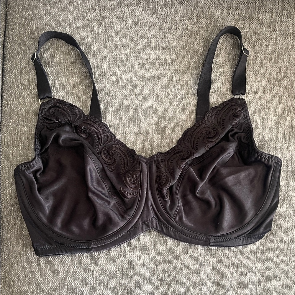 Lilyette Black Embroidered Bra
